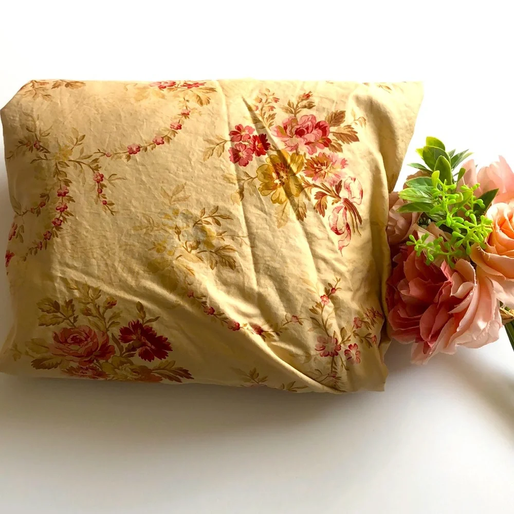 Ralph Lauren Post Road Twin Fitted Sheet Lauren Ralph Tan With Rose Bouqet